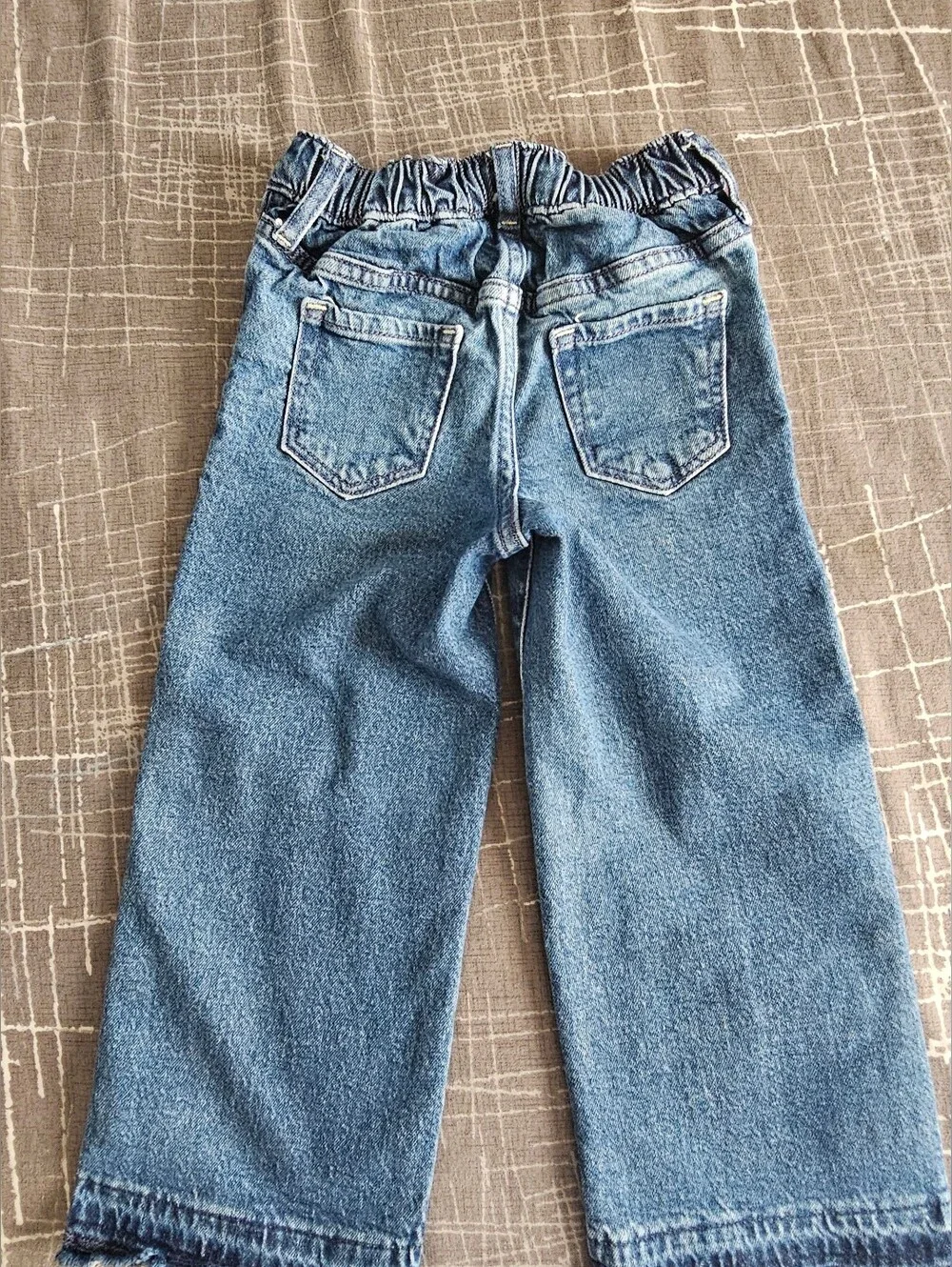GAP Girls Blue Wide-Leg Jeans with Frayed Hems, 4T